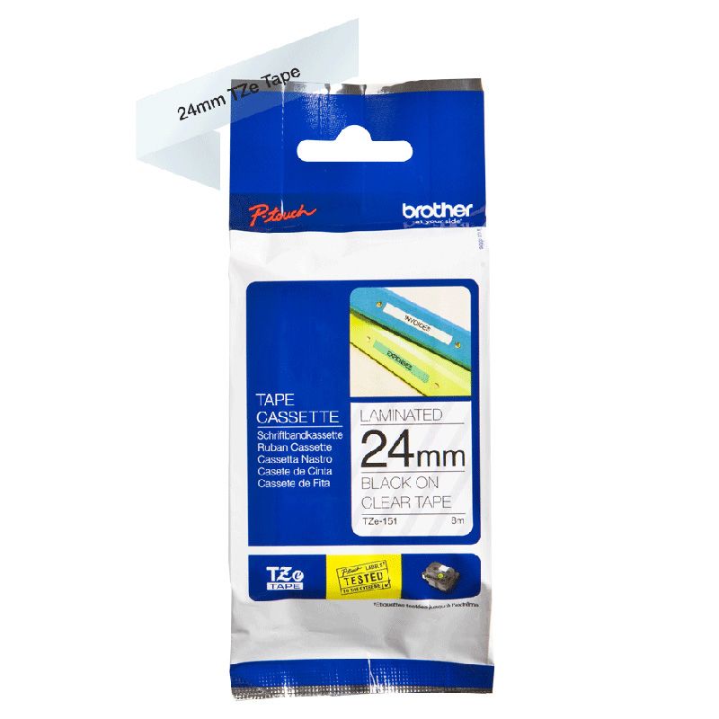 Brother - 24mm Black on Clear Laminated Tape TZE-151