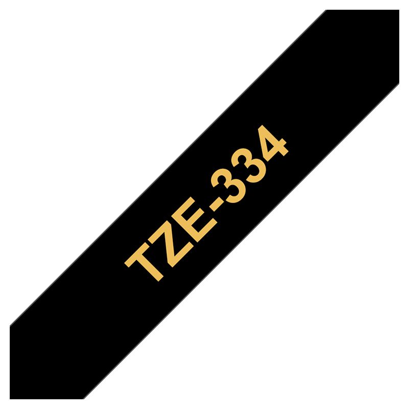 Brother - 12mm Gold on Black Laminated Tape TZE-334