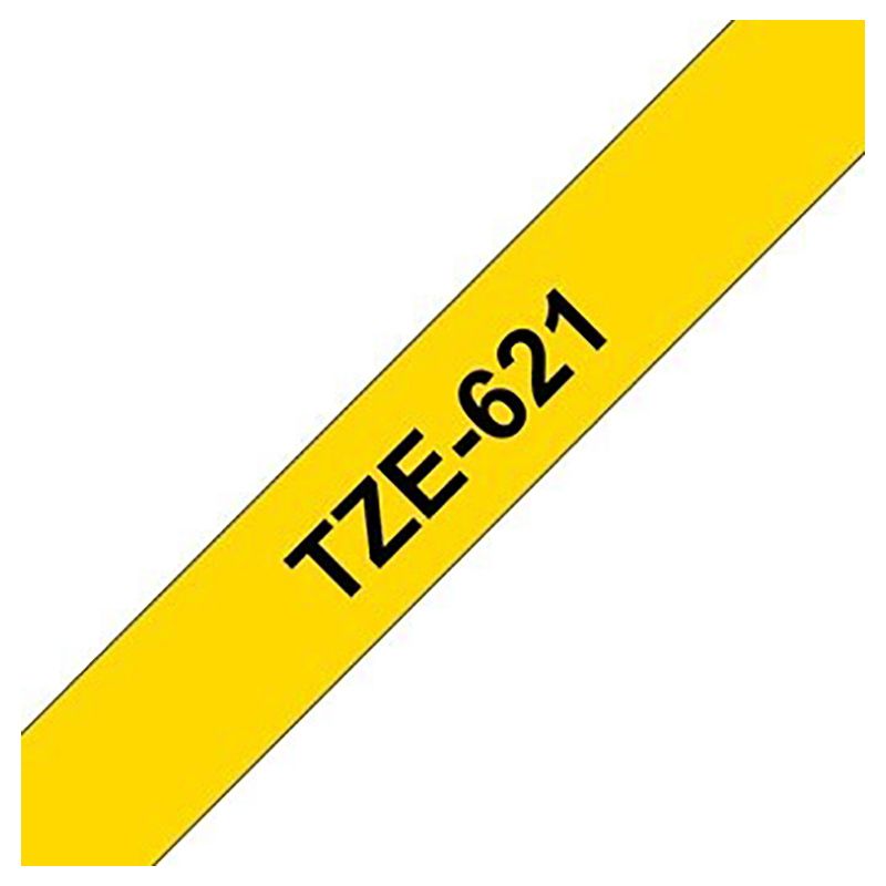 Brother - 9mm Black on Yellow Laminated Tape TZE-621