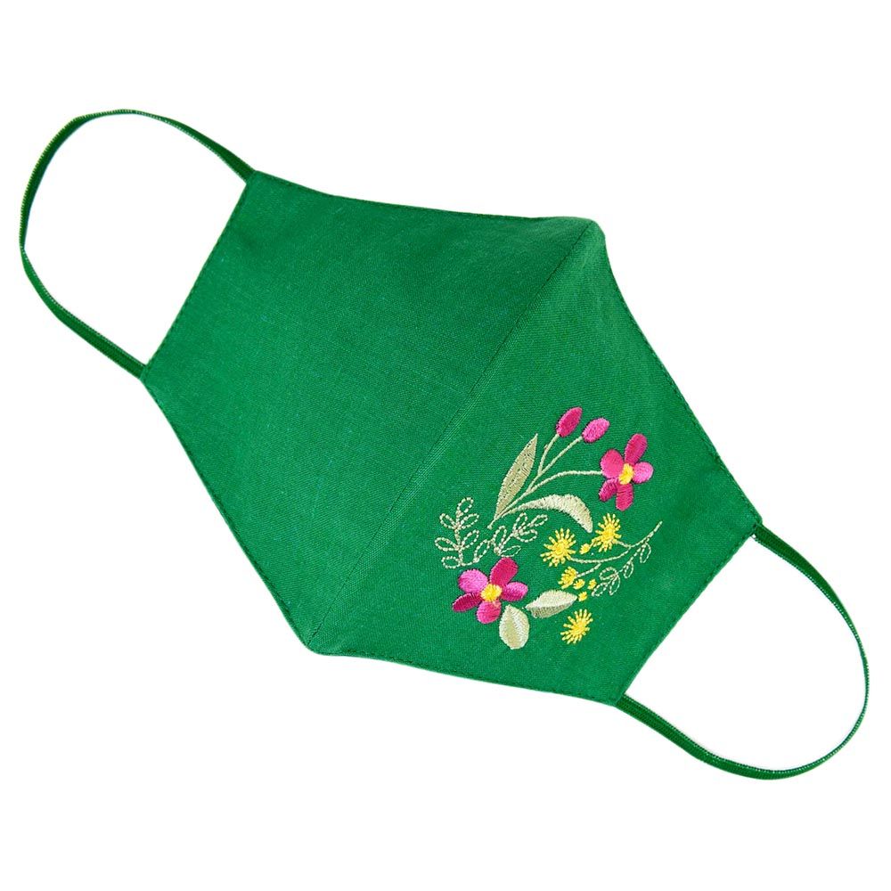 ProMax - 3-Layered Reusable Face Mask - Lilies - Green