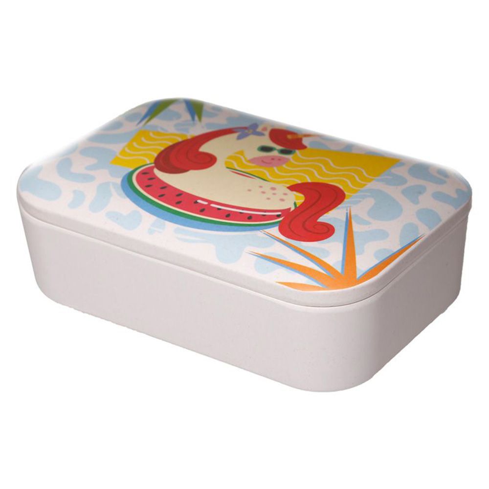 Puckator - Bamboo Vacation Unicorn Lunch Box - White