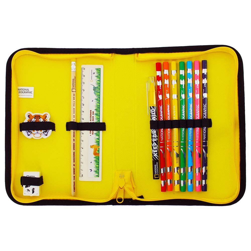 National Geographic Kids - Pencil Case w/ Coloured Pencils & Accessories