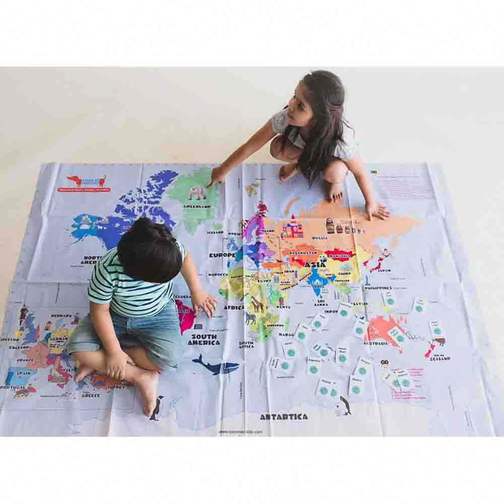 CocoMoco Kids - Hop Around The World - Giant World Map Game