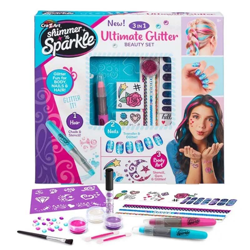 Shimmer 'N Sparkle - 3-in-1 Ultimate Glitter Beauty Set