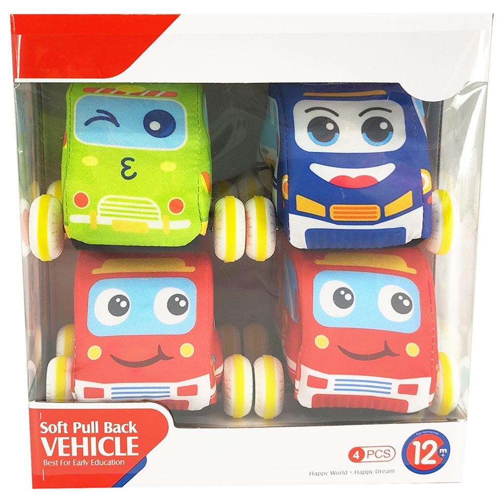 TTC - Soft Pull Back Vehicle Infant Toys - Assorted 4 pc