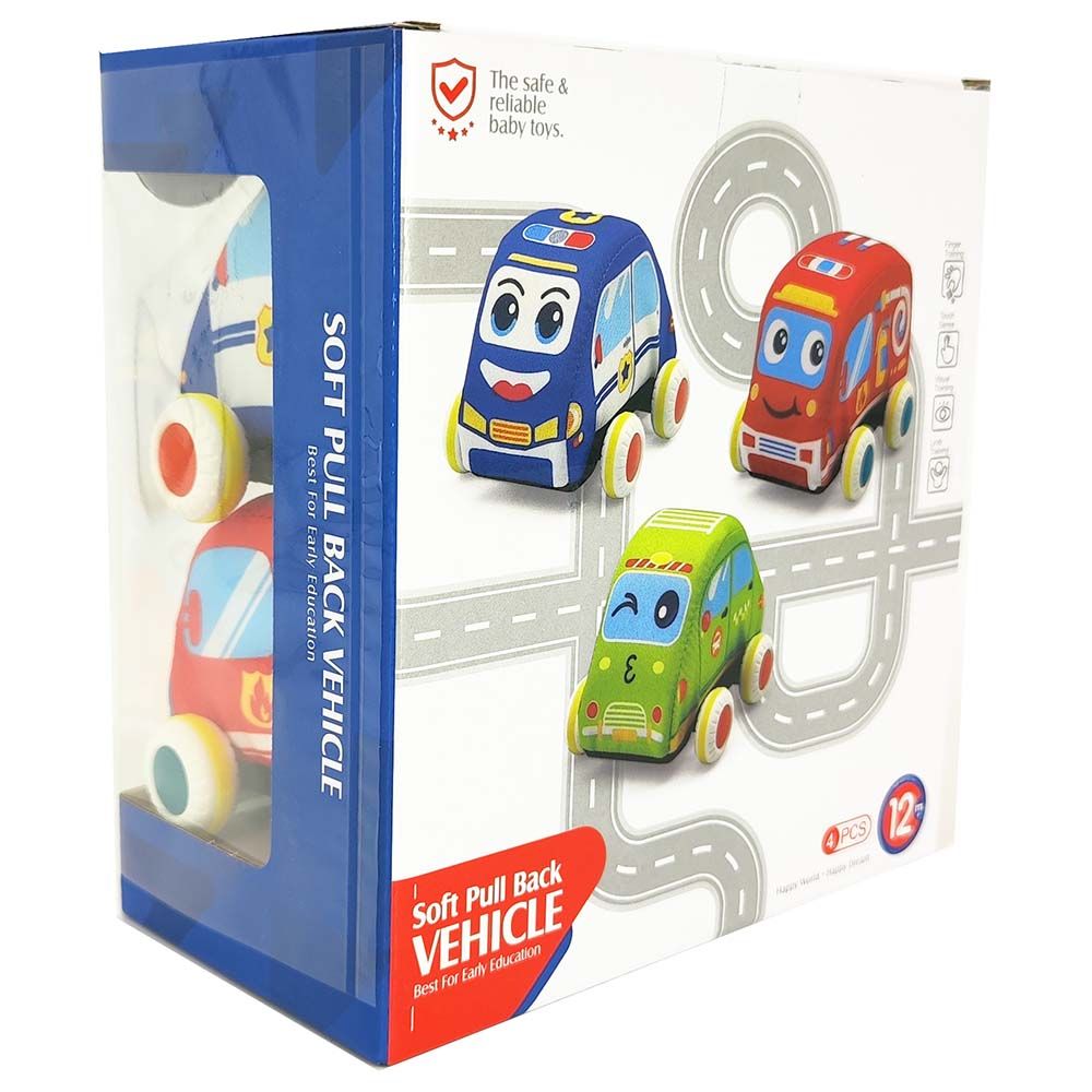 TTC - Soft Pull Back Vehicle Infant Toys - Assorted 4 pc