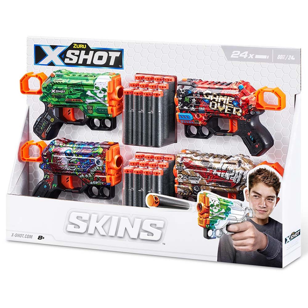 X Shot - Skins Mix 3 pcs Combo Pack, 48 Foam Darts