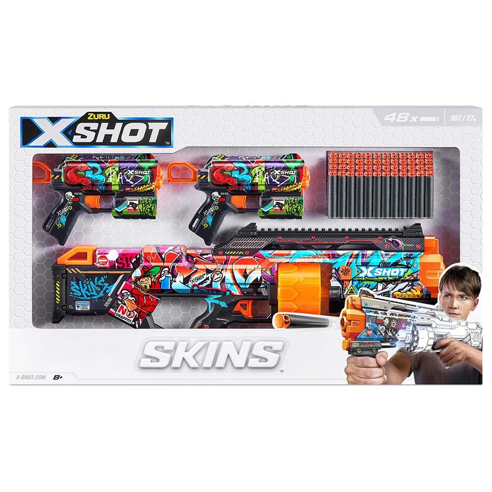 X Shot - Skins Mix 3 pcs Combo Pack, 48 Foam Darts