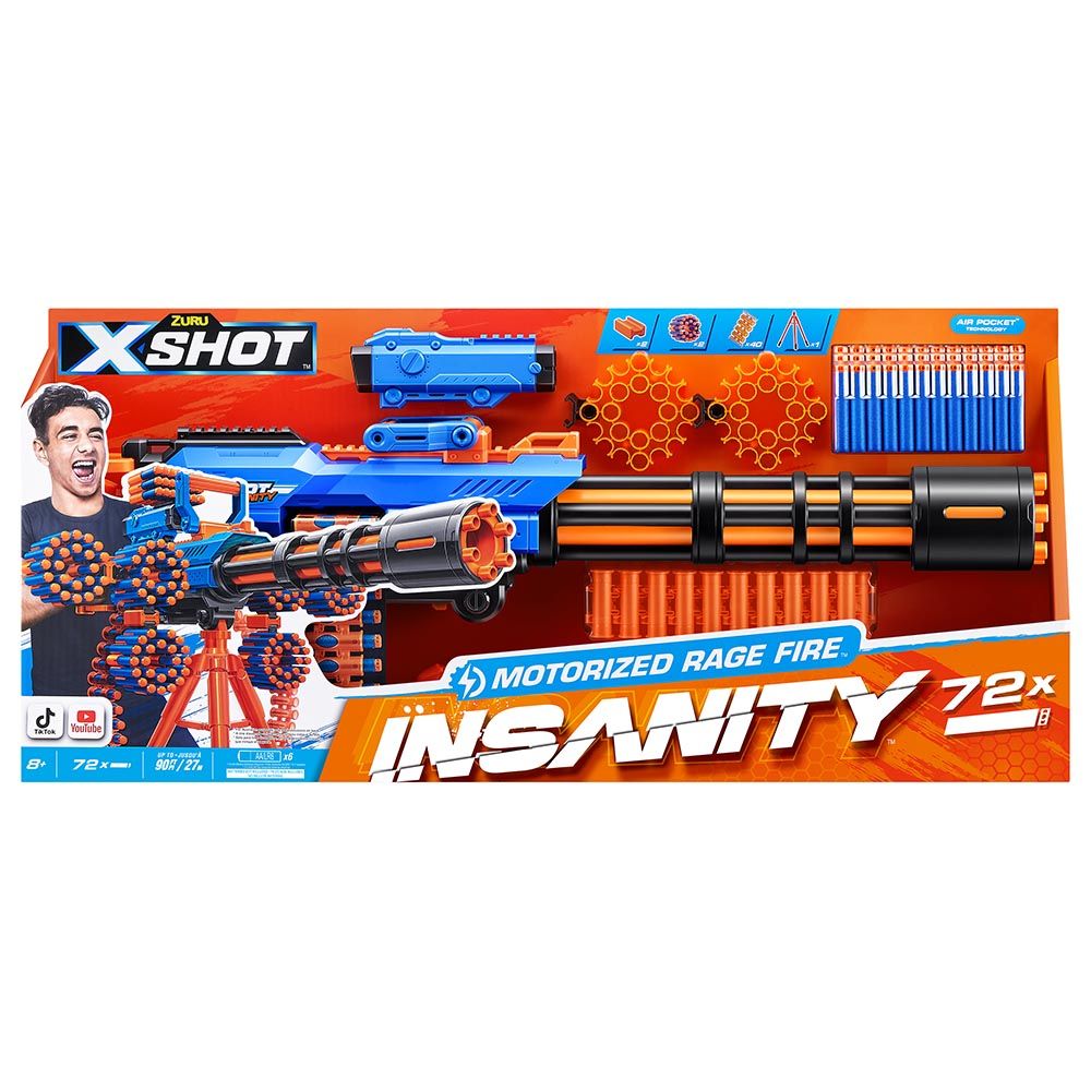 X-Shot - Insanity Motorized Rage Fire Gatling Gun With Tripod