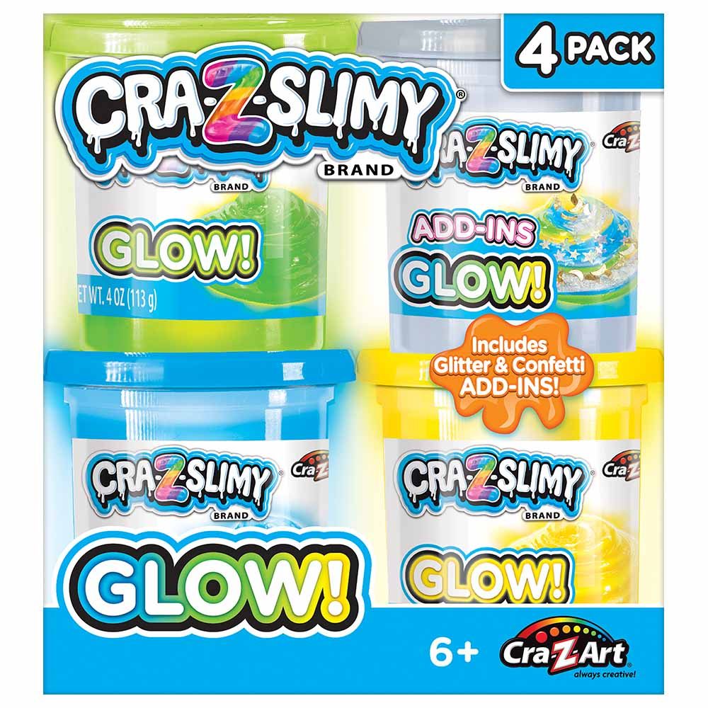 Cra-Z-Art - Cra-Z-Slimy Glow w/ Glitter & Confetti - Pack of 4