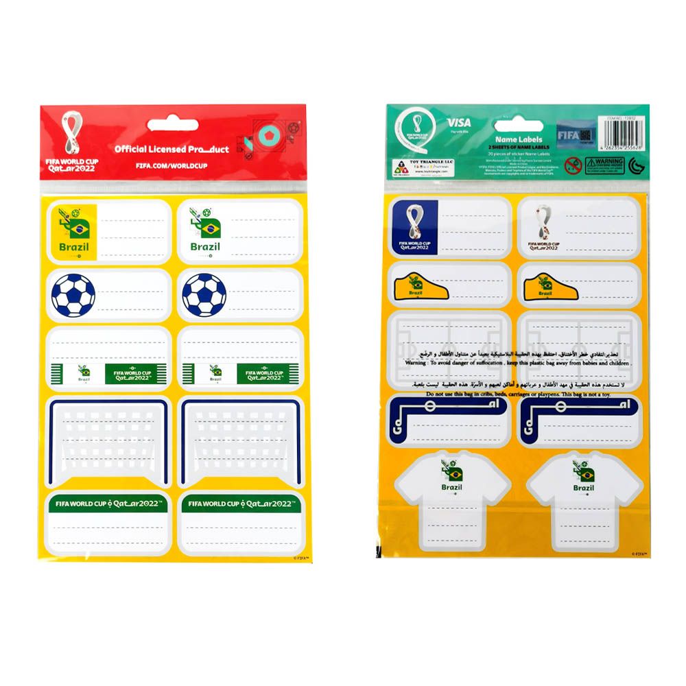 Fifa - 2022 Country Name Label Sticker Sheets Pack of 2 - Brazil