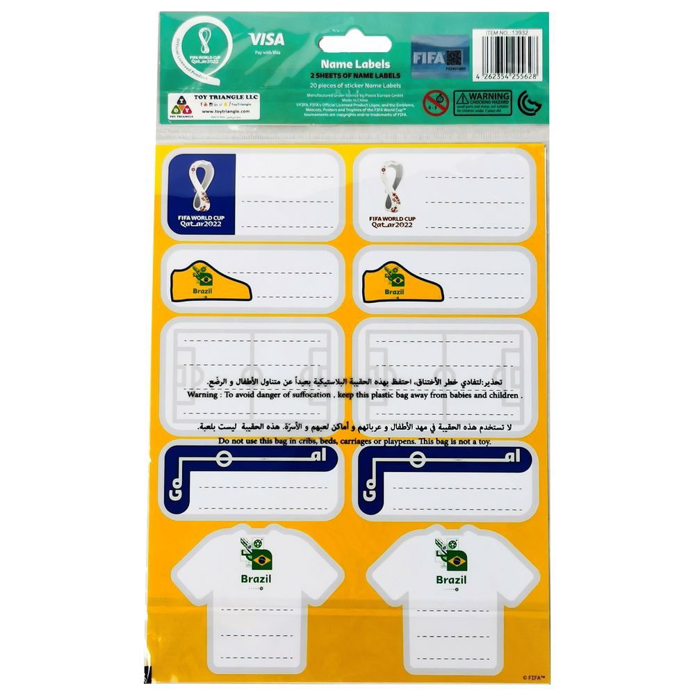 Fifa - 2022 Country Name Label Sticker Sheets Pack of 2 - Brazil