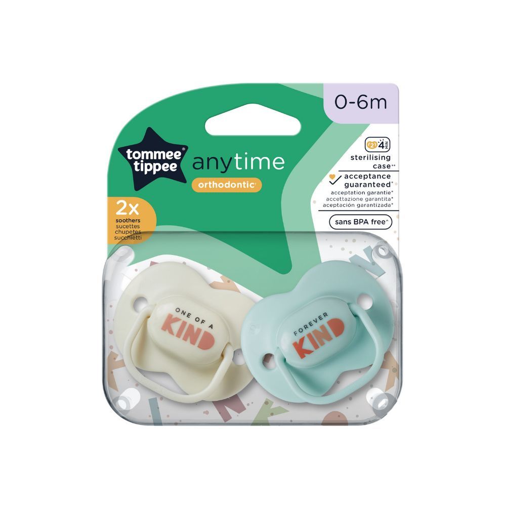 Tommee Tippee - Anytime Soother Pack of 2 - 0-6M - Assorted