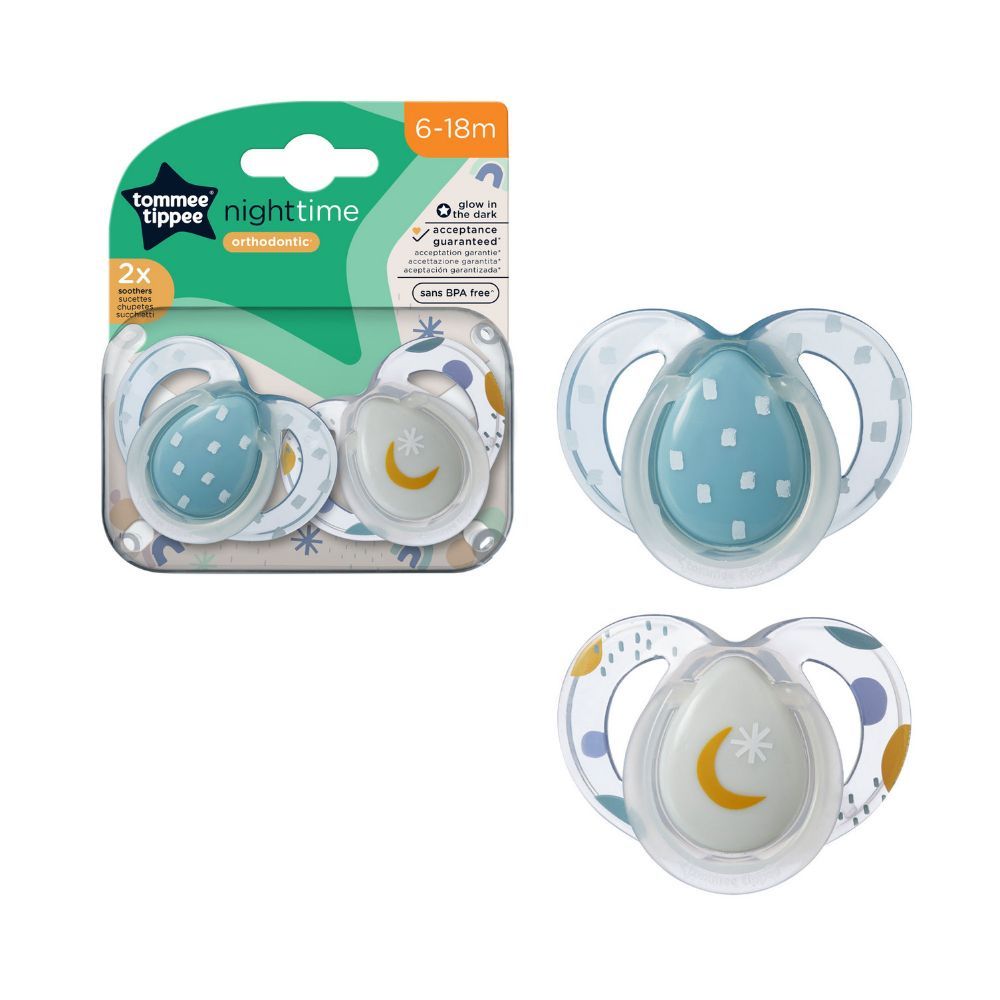 Tommee Tippee - Night Time Soother Pack of 2 - 6-18M - Blue Moon