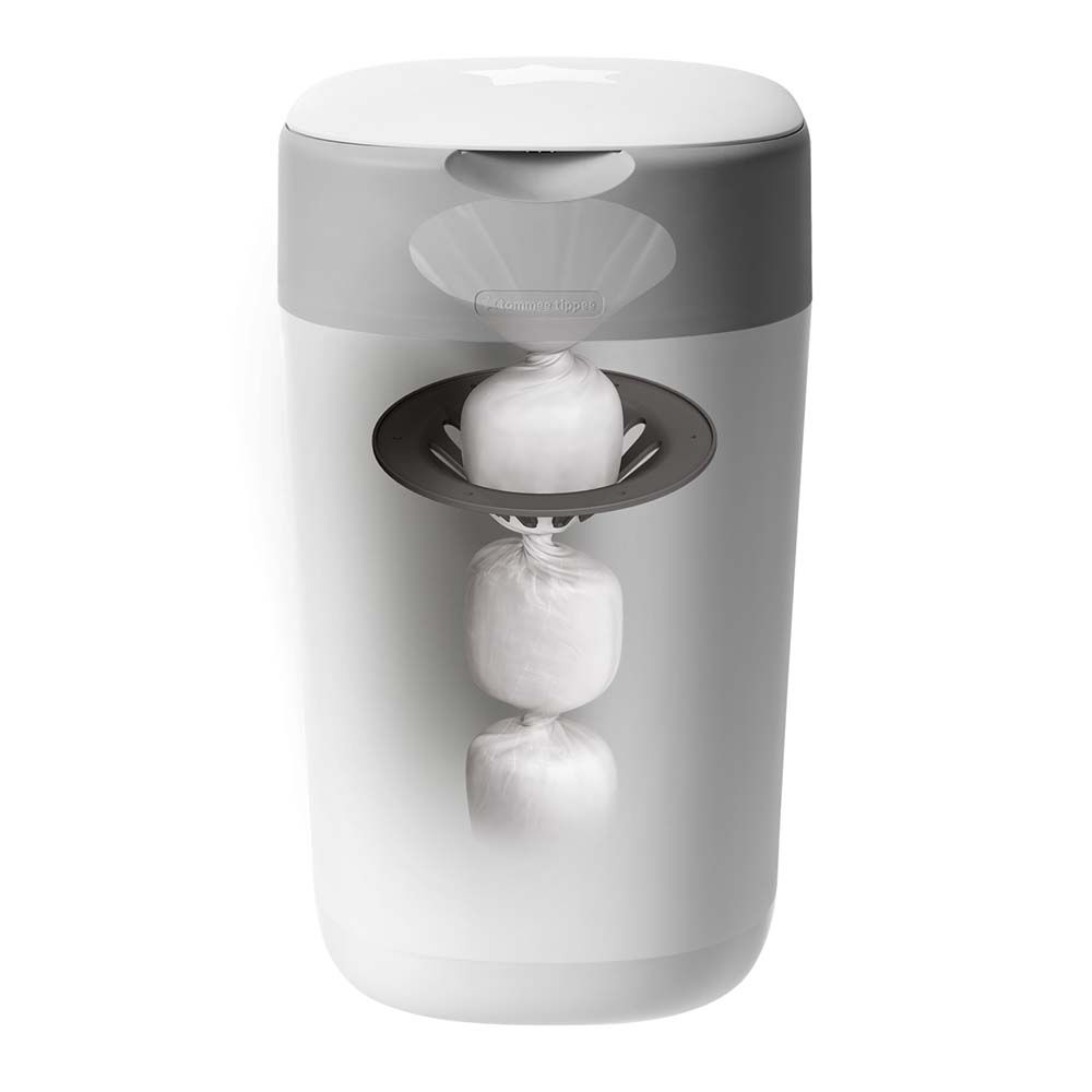 Tommee Tippee - Twist and Click Advanced Nappy Bin with 1x Refill Cassette - White