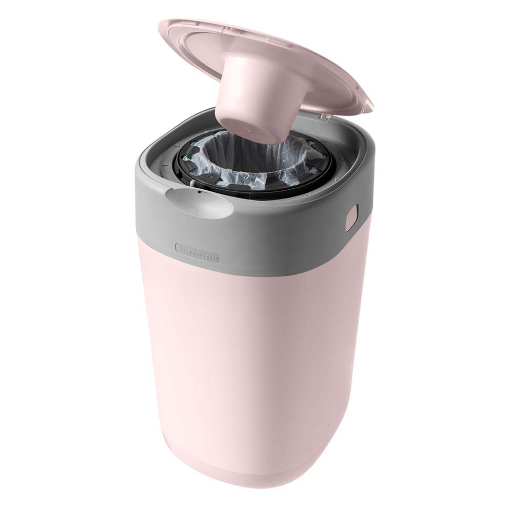 Tommee Tippee - Twist and Click Advanced Nappy Bin with 1x Refill Cassette with Sustainably Sourced Antibacterial GREENFILM - Pink