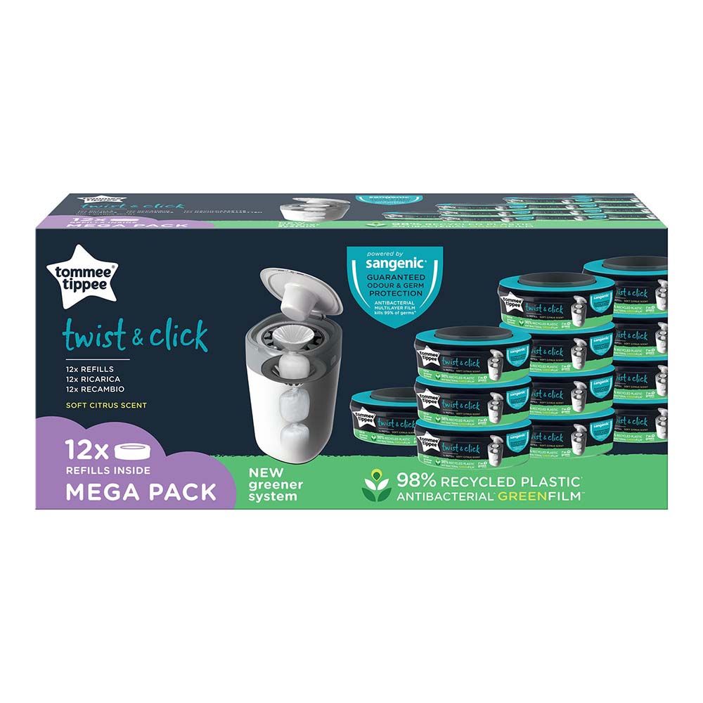 Tommee Tippee - Twist and Click Advanced Nappy Disposal Sangenic Tec Refills - Pack of 12