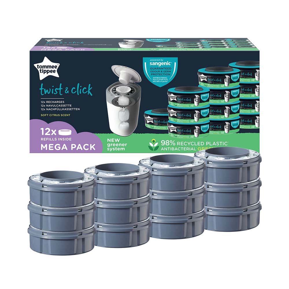 Tommee Tippee - Twist and Click Advanced Nappy Disposal Sangenic Tec Refills - Pack of 12