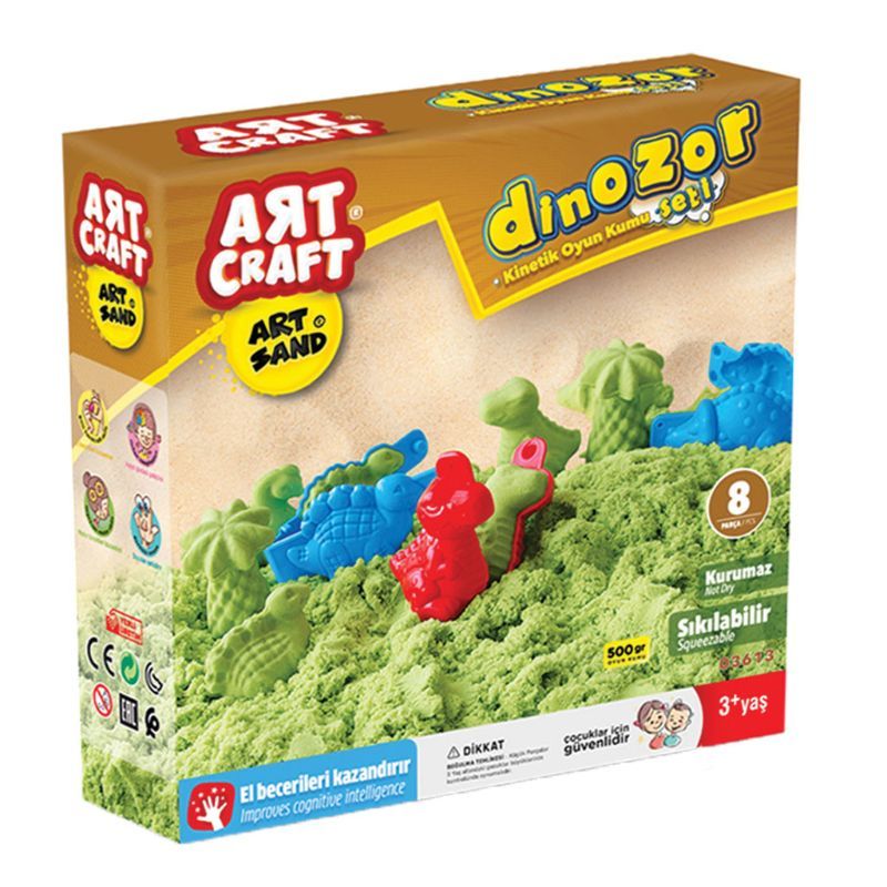 Dede - Art Craft 500 Gr Dinosaurs Modeling Play Sand Set