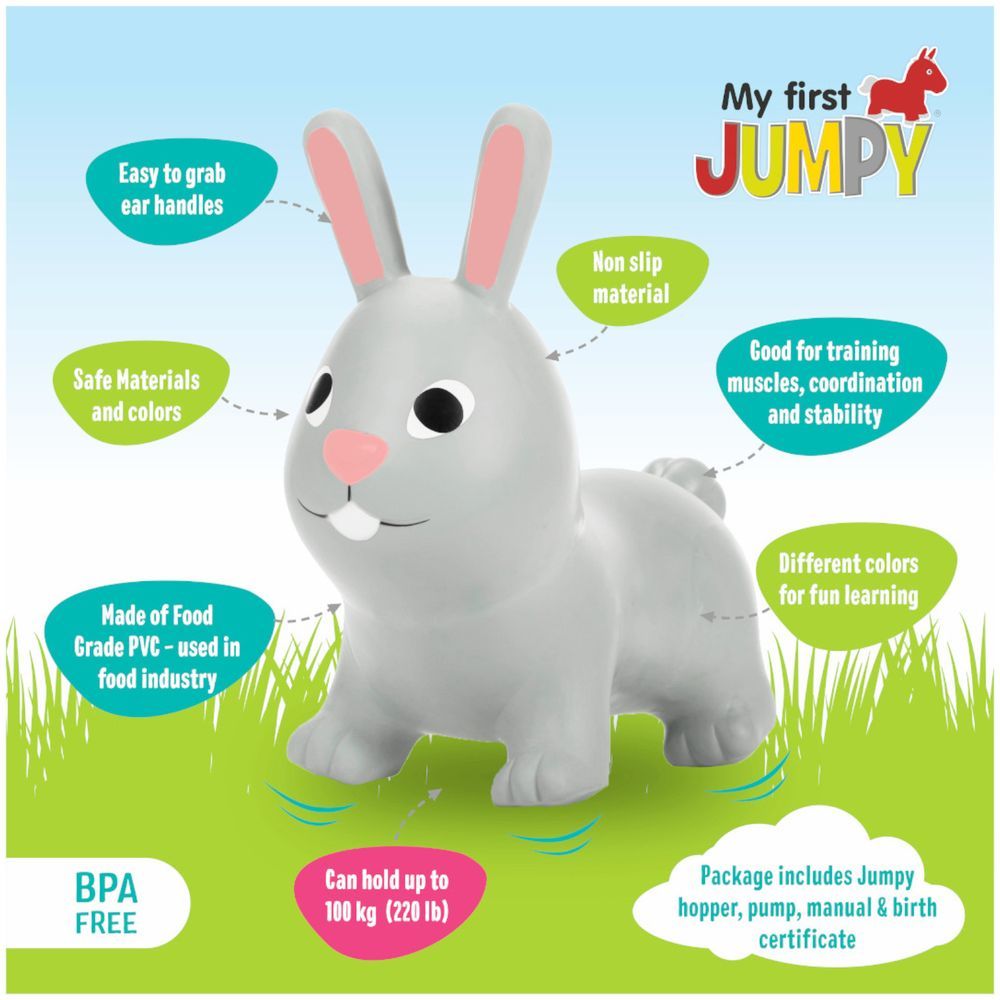 Gerardo's Toys - My First Jumpy Bunny - Grey