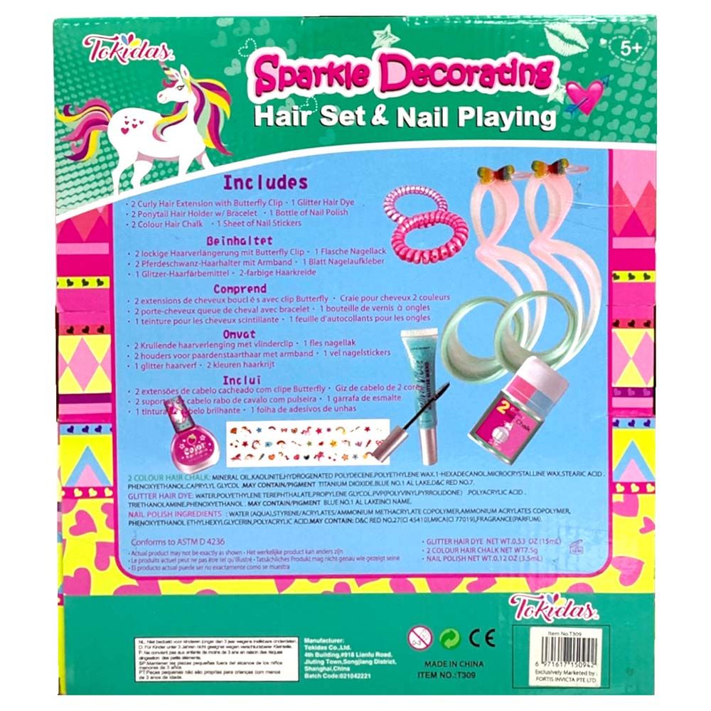 Tokidas - Girls Sparkle Decorating Hair Set And Nail Playing