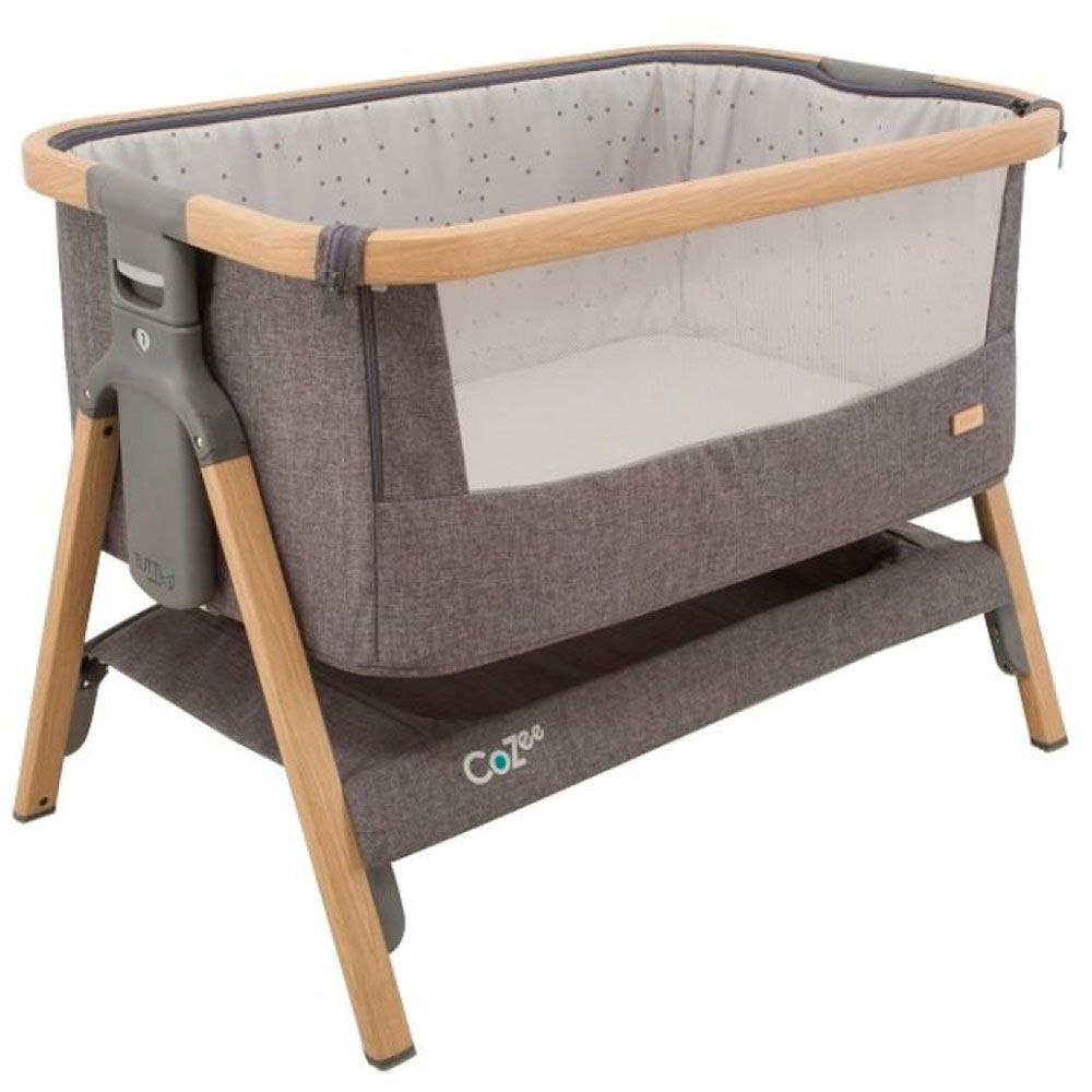 Tutti Bambini - CoZee Bedside Wooden Crib - Oak and Charcoal