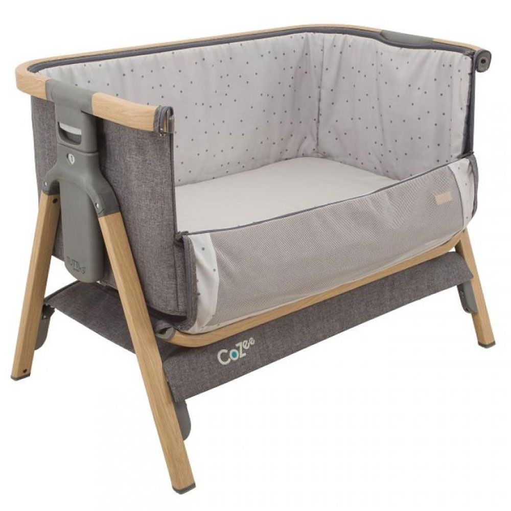 Tutti Bambini - CoZee Bedside Wooden Crib - Oak and Charcoal