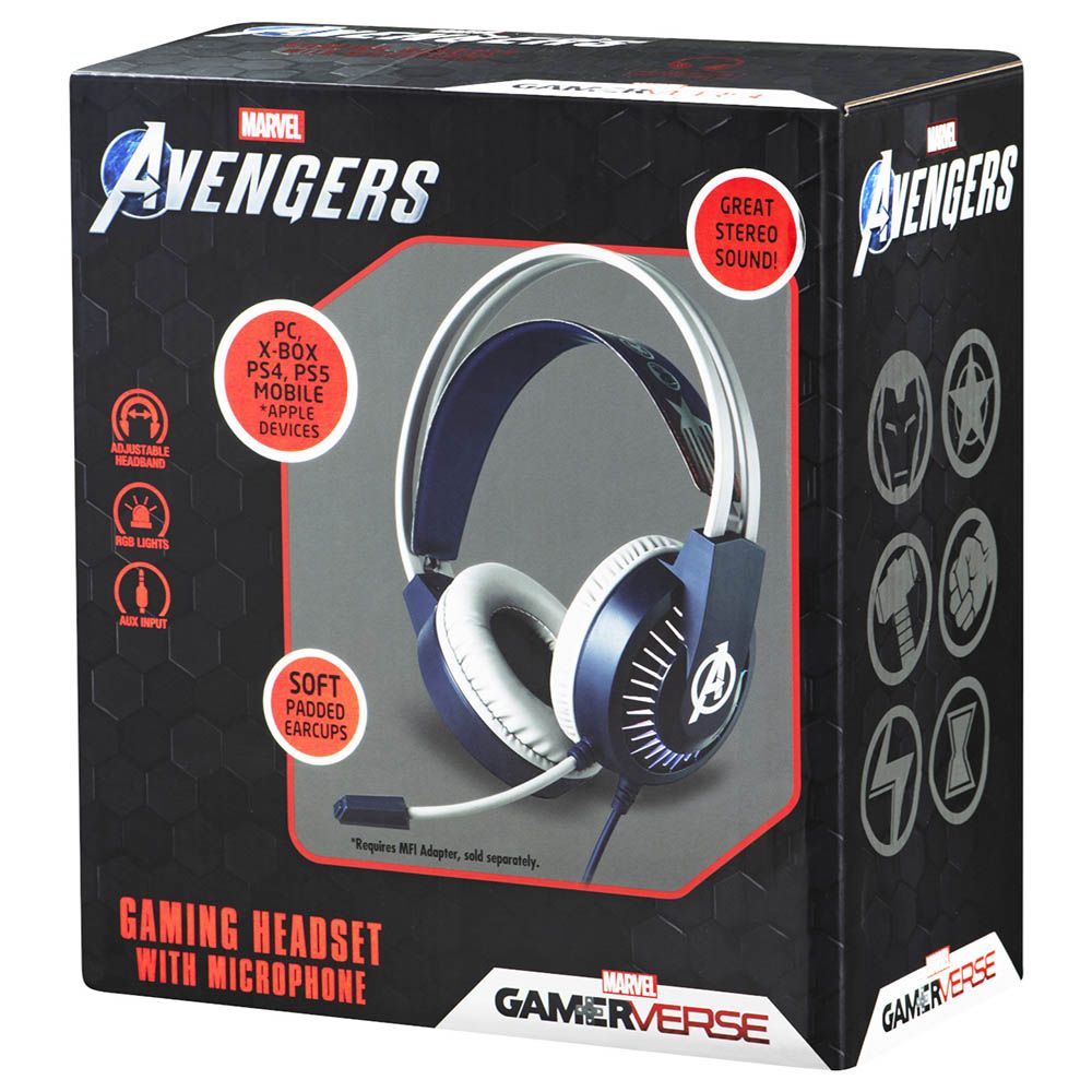 Volkano - Marvel Avengers Wired RGB Gaming Headphone w/ Microphone