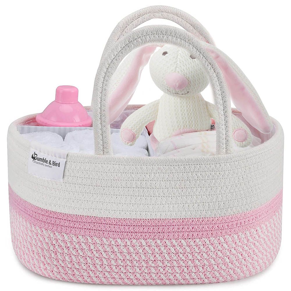 Bumble & Bird - Cotton Rope Diaper Caddy - Pink