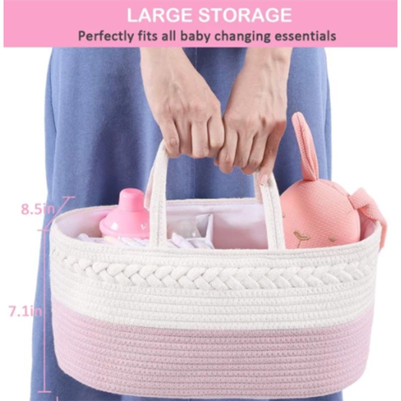 Bumble & Bird - Cotton Rope Diaper Caddy - Pink