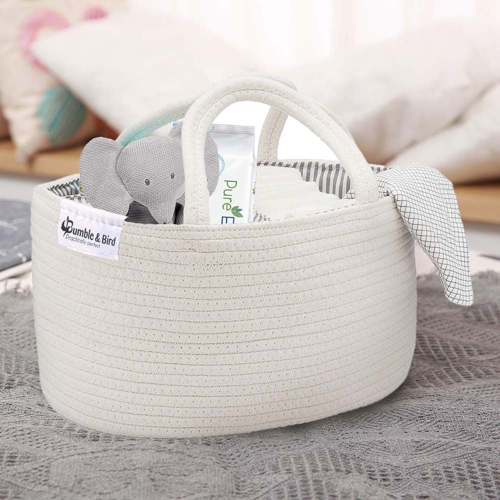 Bumble & Bird - Cotton Rope Diaper Caddy - White