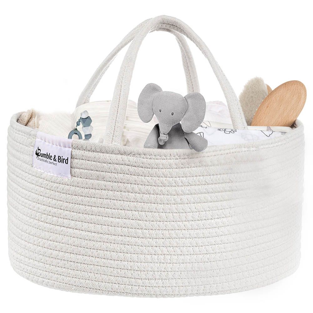 Bumble & Bird - Cotton Rope Diaper Caddy - White