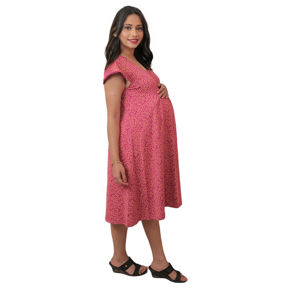 Tummy - Organic Cotton Maternity Casual Dress - Red