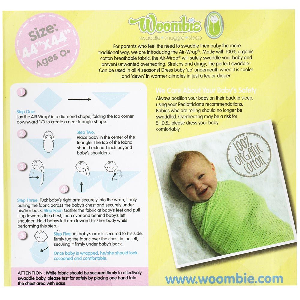 Woombie - Old Fashioned Air Wrap And Oraginc Swaddle 3 pcs - Pink, Cream, Green