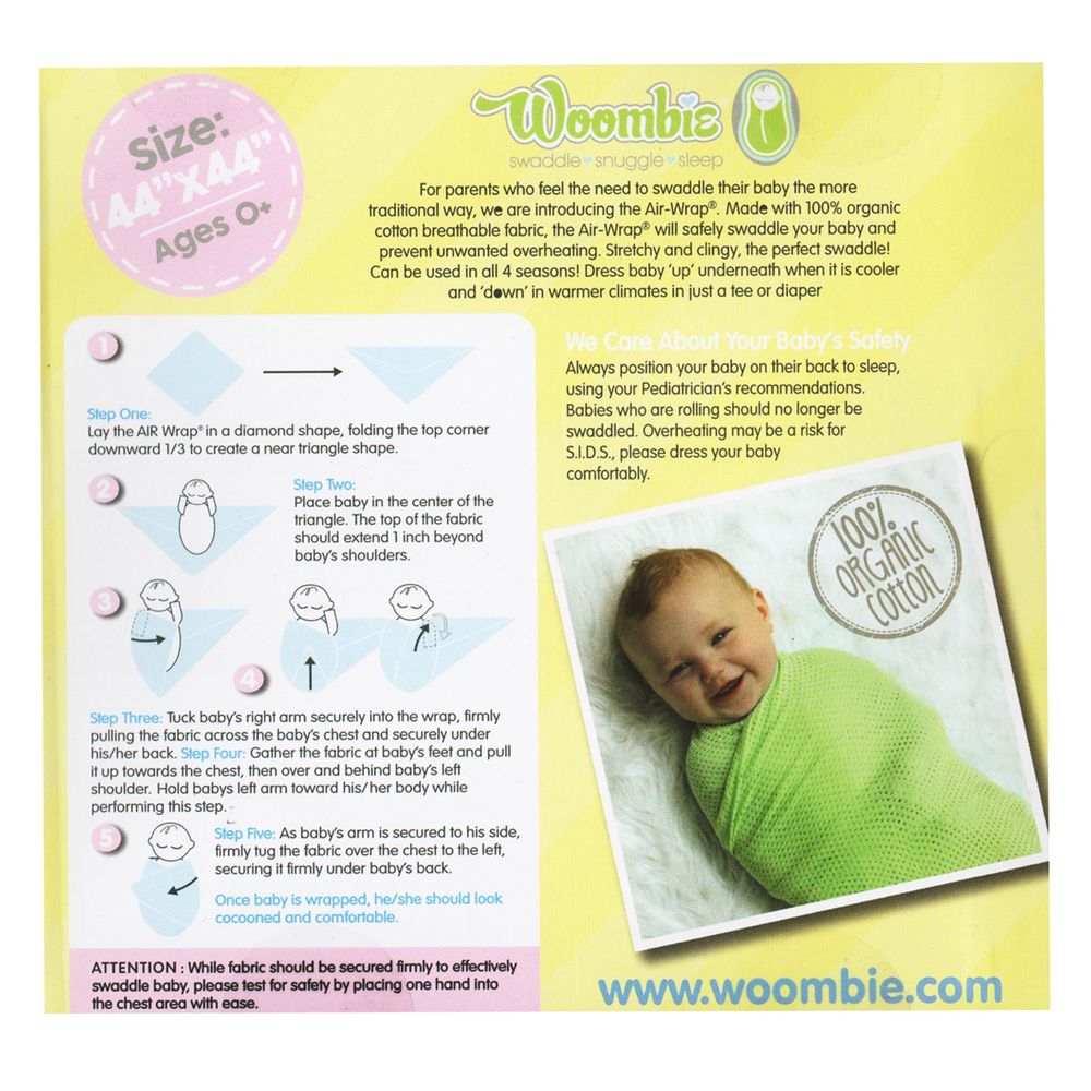 Woombie - Old Fashioned Air Wrap And Oraginc Swaddle 3 pcs - Light Blue