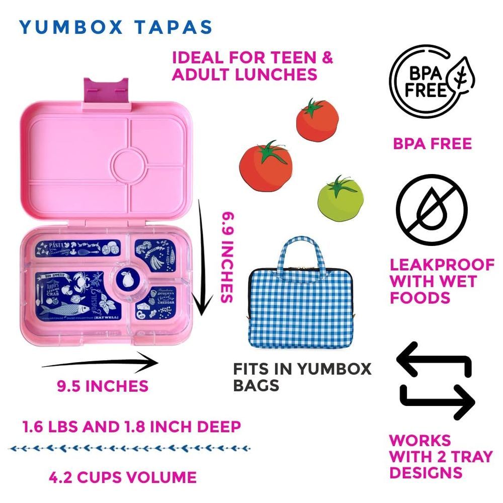 Yumbox - Capri Bon Appetit 5 Compartment Lunch Box - Pink