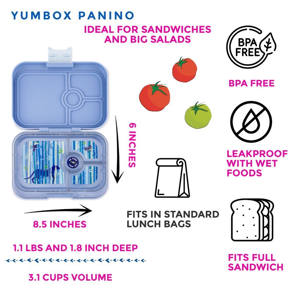 Yumbox - Panther 4 Compartment Lunch Box - Hazy Blue