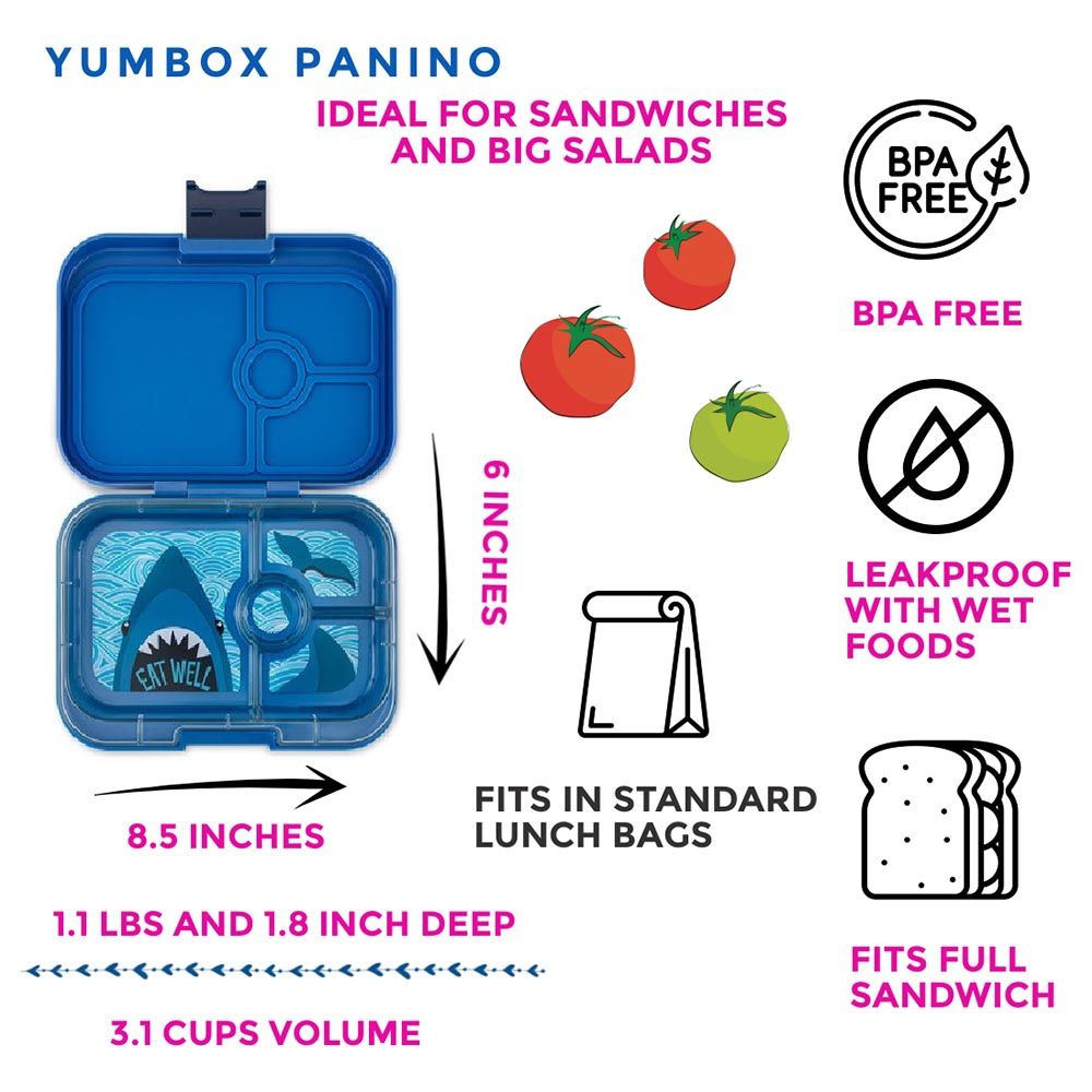 Yumbox - 5 Compartment Panino Shark Lunch Box - Surf Blue