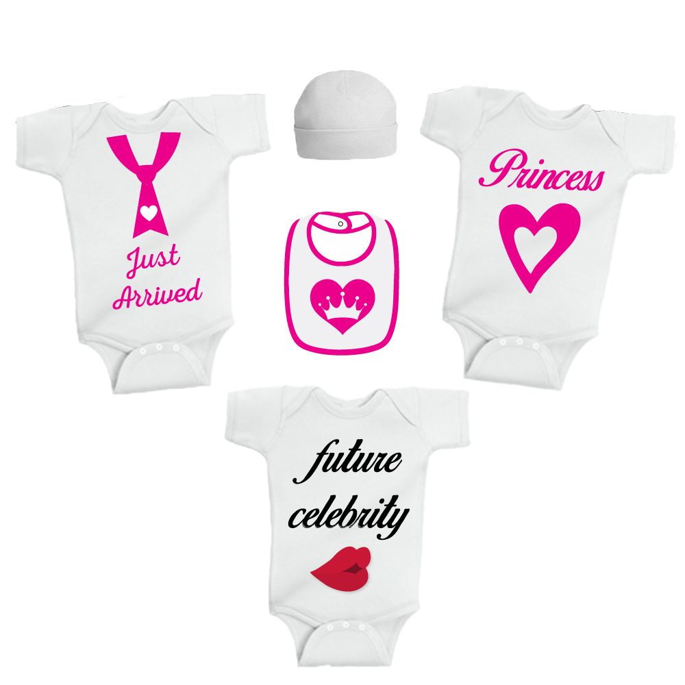 Twinkle Hands - Just Arrived Baby Girl baby onesie- 5pcs Set