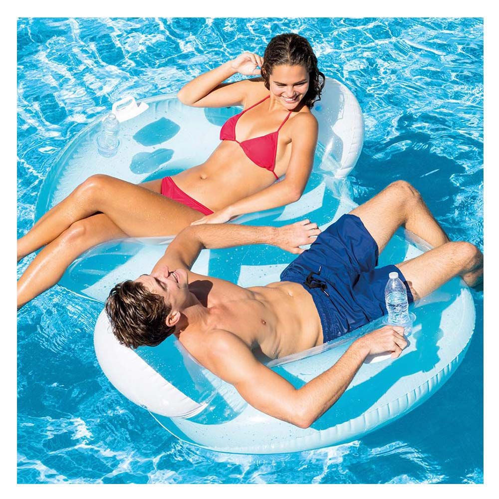 Intex - Double Pillow Back Lounge - Inflatable Pool Ring - Blue