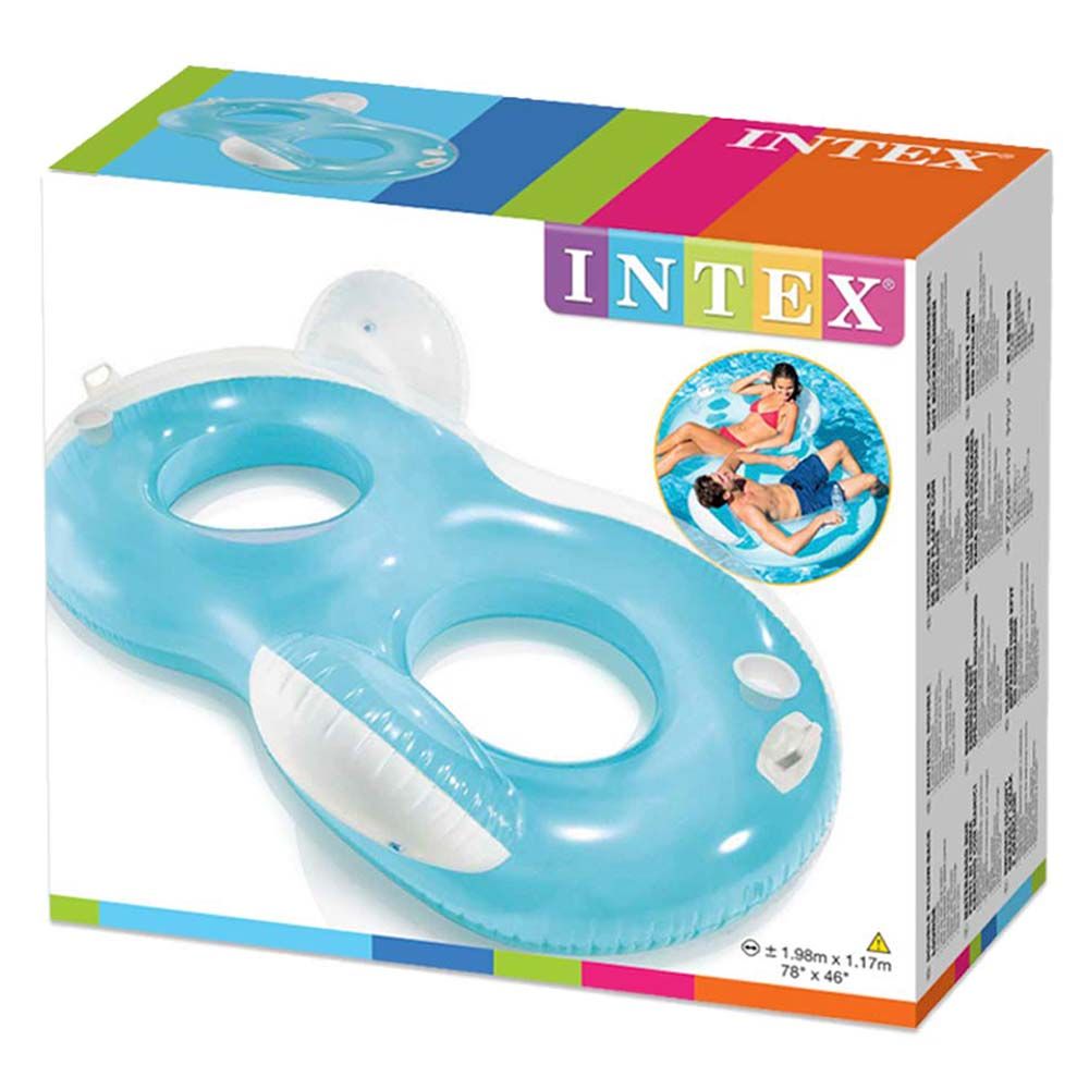 Intex - Double Pillow Back Lounge - Inflatable Pool Ring - Blue