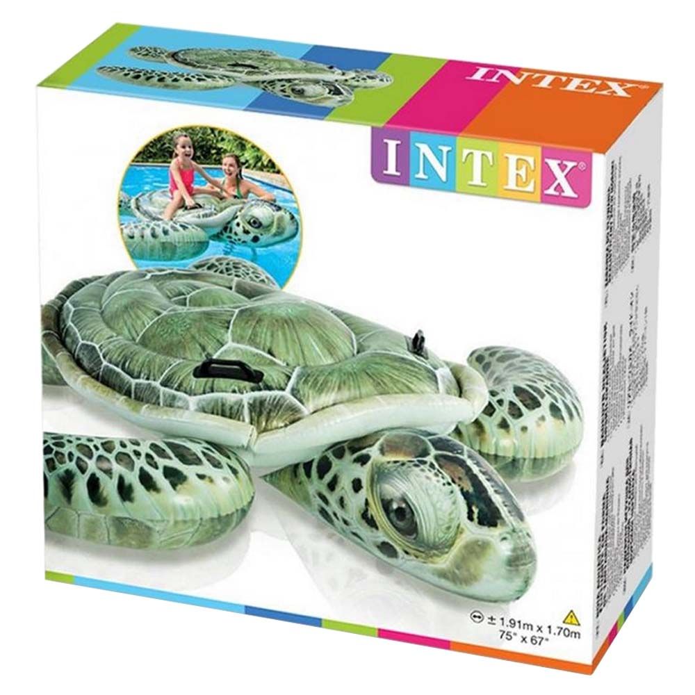 Intex - Realistic Inflatable Sea Turtle Ride-On - Green - Inflatable Pool Float