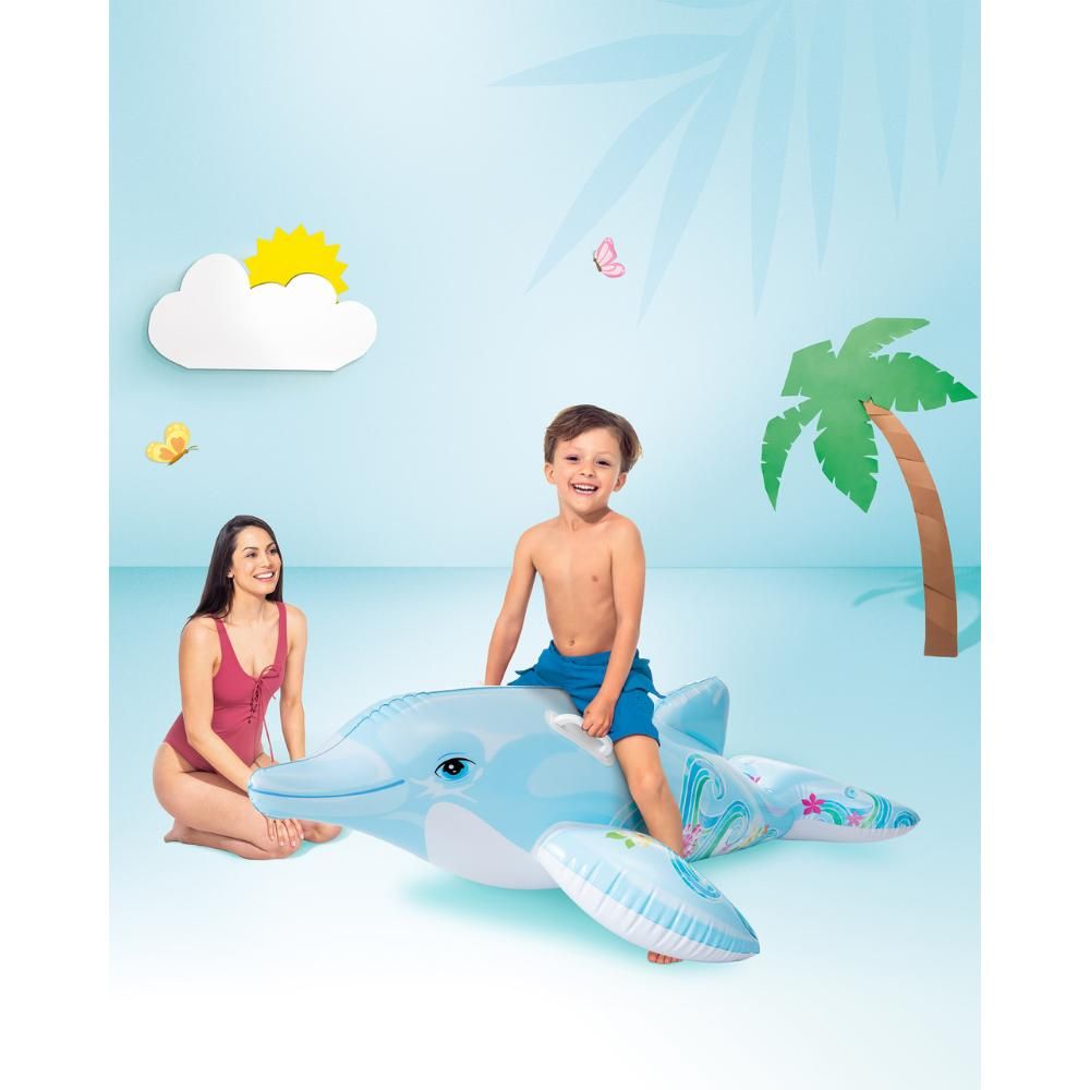 Lil Dolphin Ride On - Inflatable Pool Float - Blue