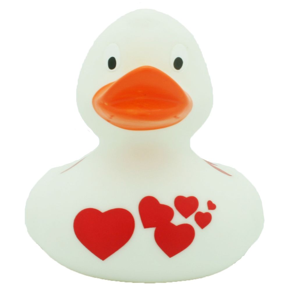 LILALU - Rubber Duck with Red Hearts - White