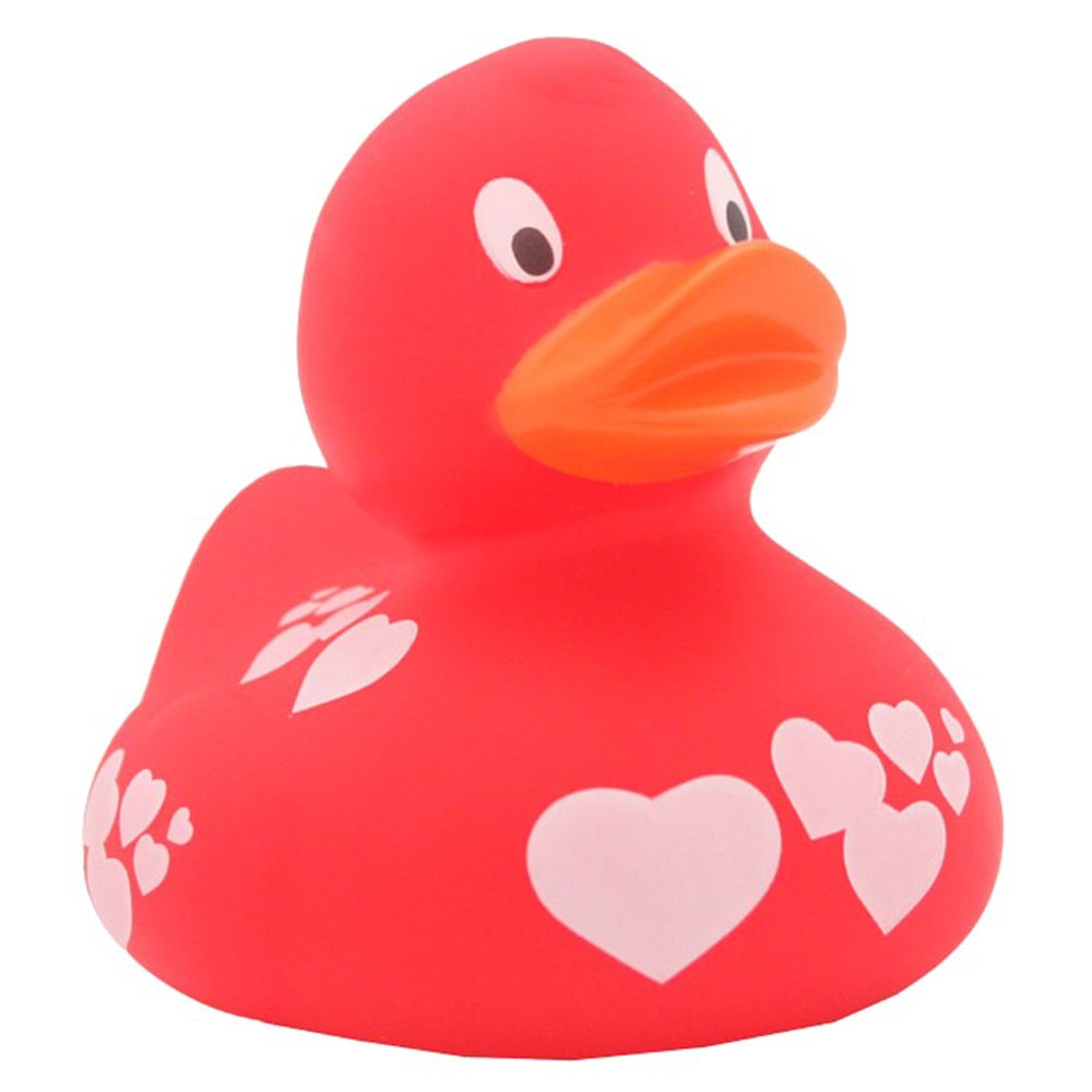 LILALU - Rubber Duck with White Hearts - Red