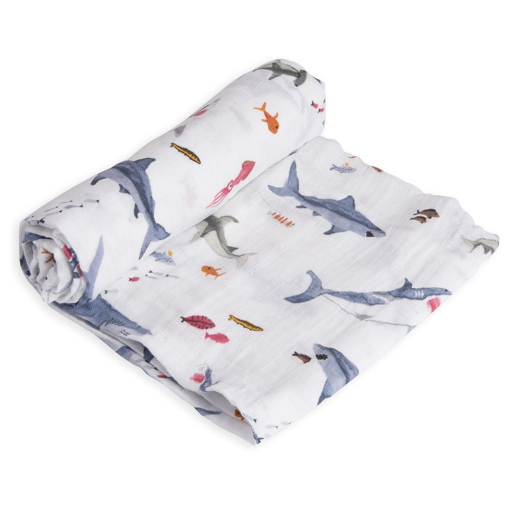 Little Unicorn - Cotton Muslin Swaddle - Shark