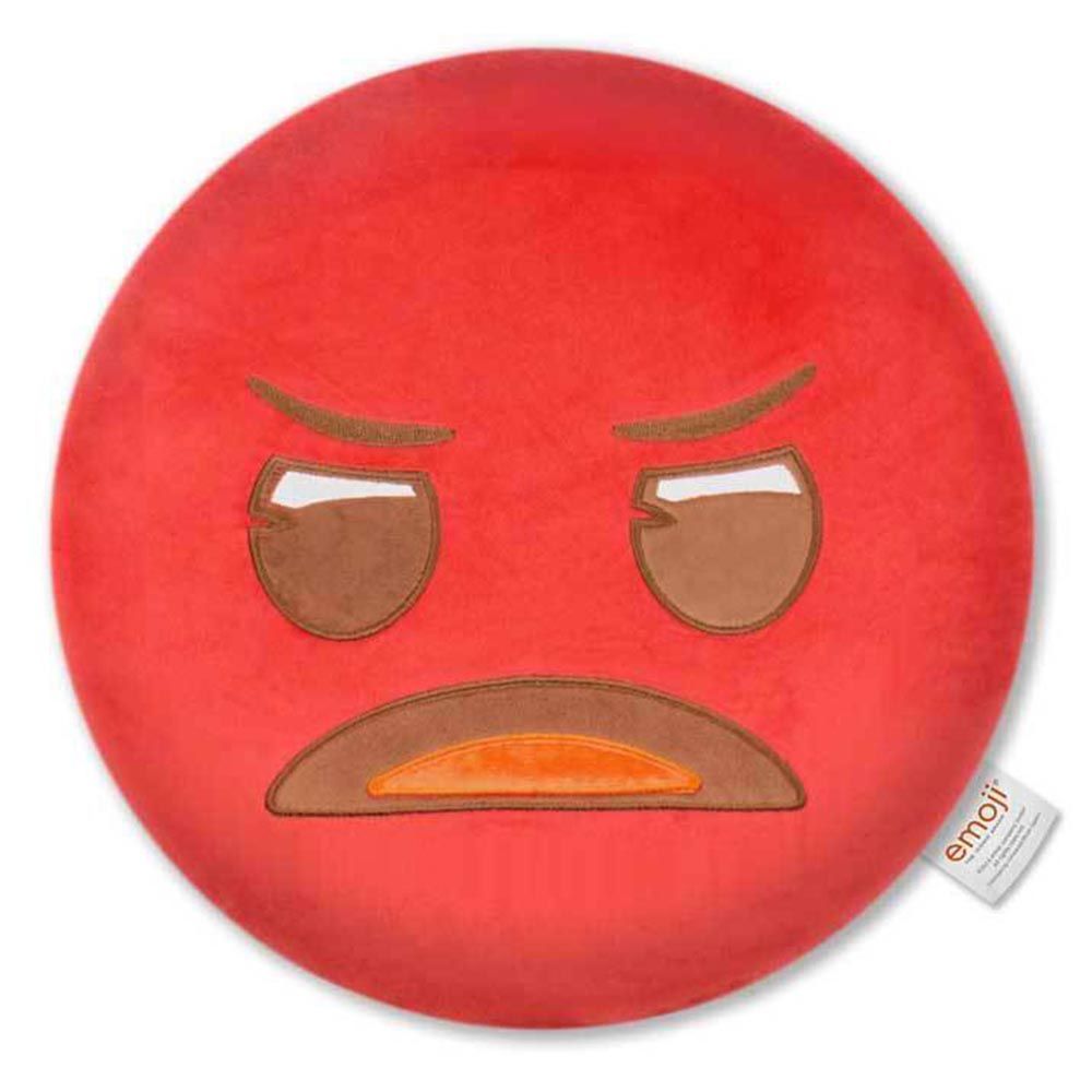 emoji - Pillow Angry Face Embroidered- Red