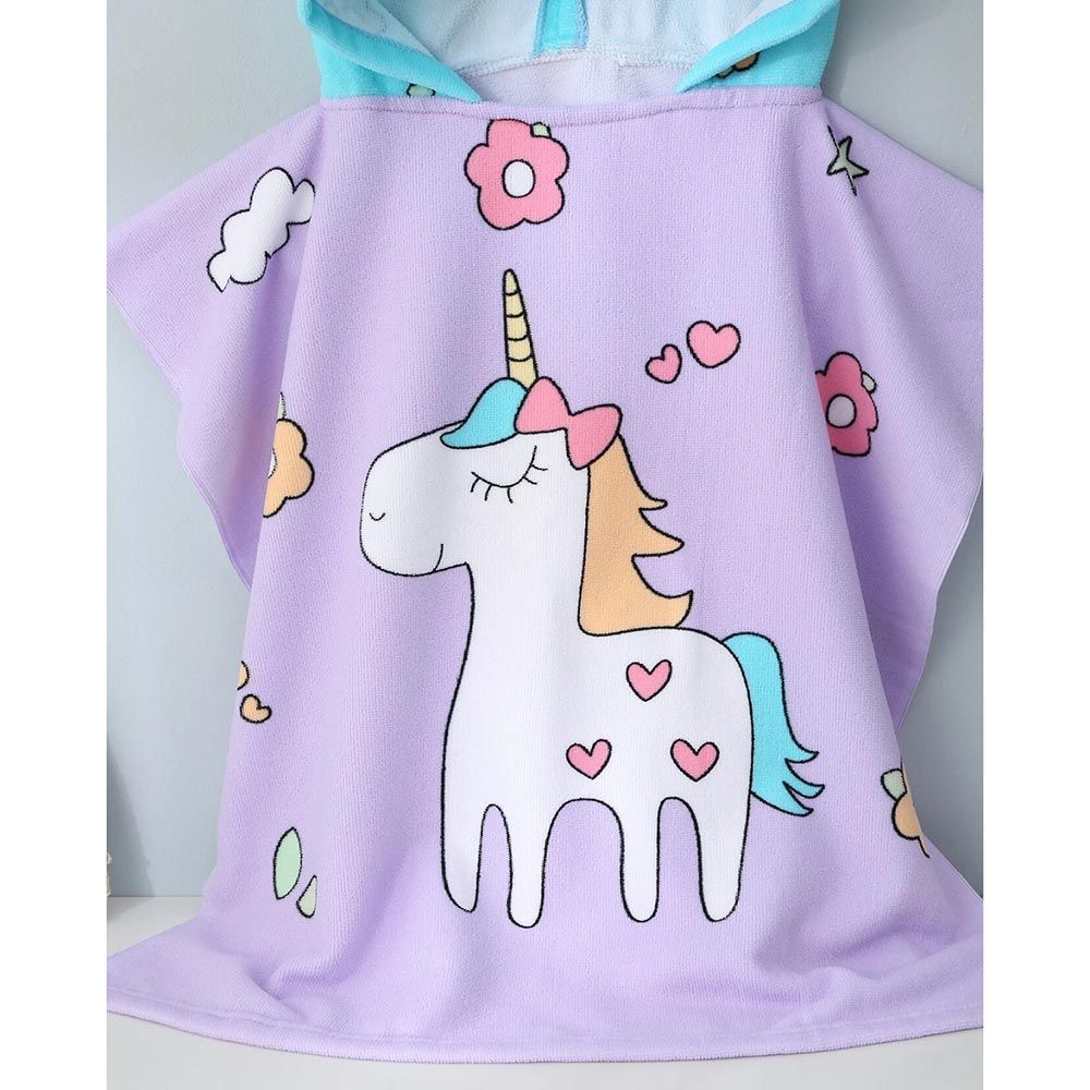 UKR - Unicorn Printed Kids Hooded Towel - 60x120 cm