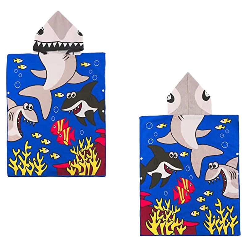 UKR - Shark Printed Kids Hooded Towel - 60x120 cm