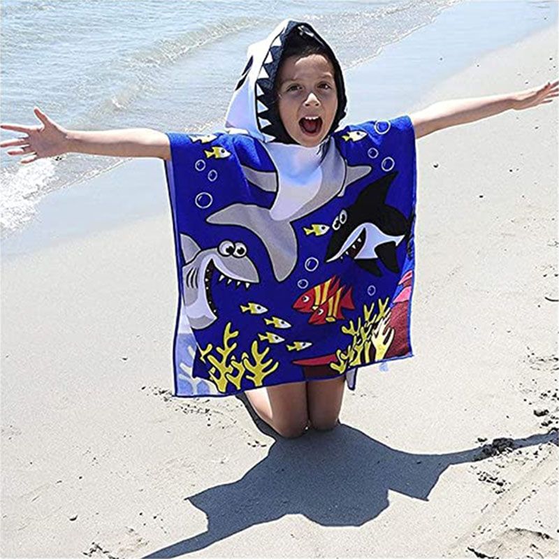 UKR - Shark Printed Kids Hooded Towel - 60x120 cm